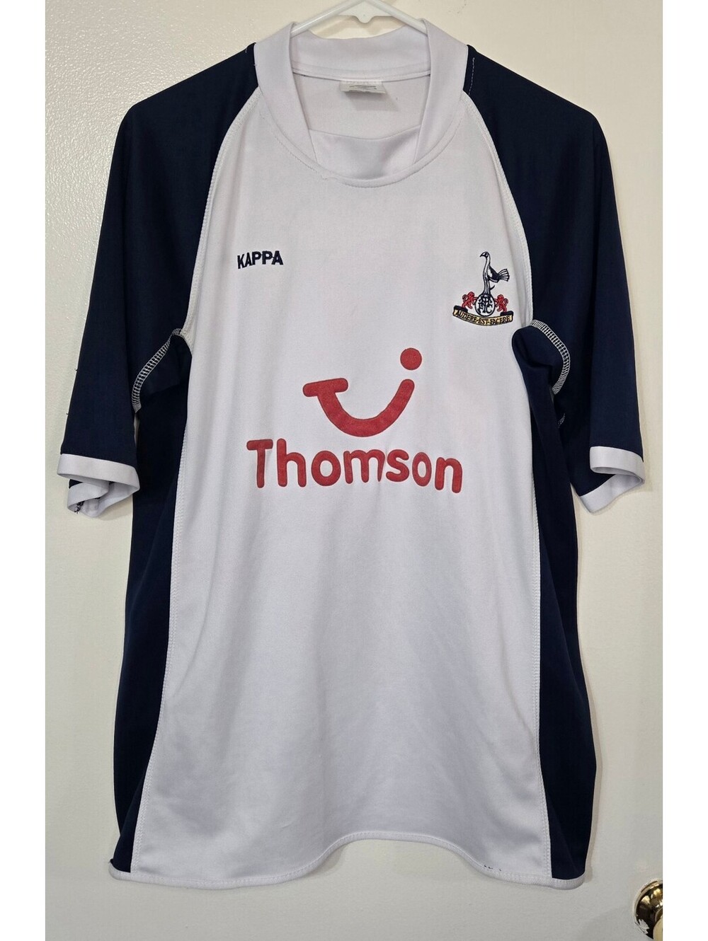 Kappa Soccer Training Jersey White Navy Full Zip Men's Small